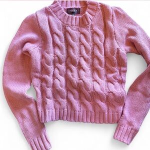 4SI3NNA Cable Cropped Sweater Pink Size Small